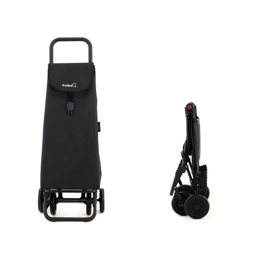 Carro de compra plegable con 4 ruedas capacidad 55 L negro