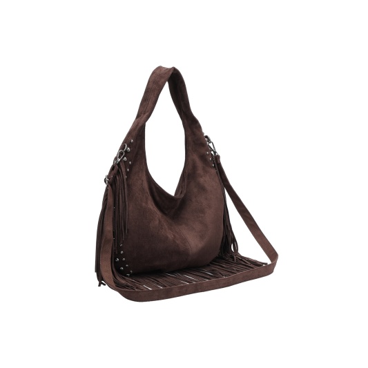 Bolso hobo con flecos y tachuelas