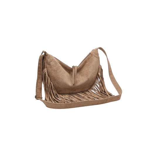 Bolso media luna con flecos largos