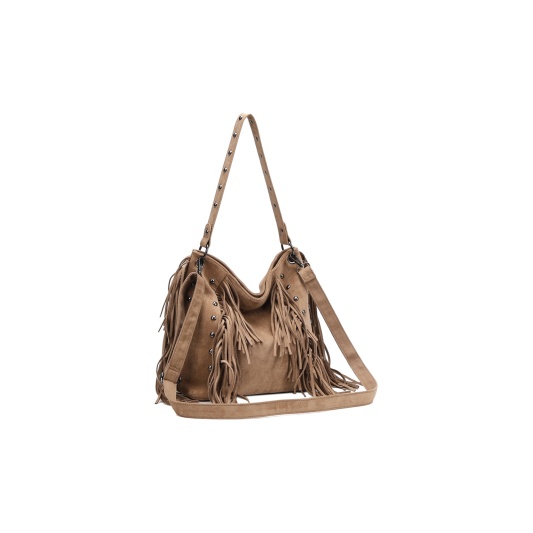 Bolso de hombro con flecos y doble correa