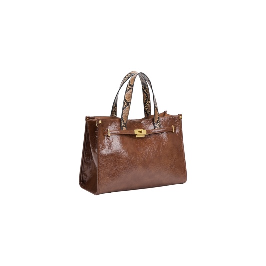 Bolso tote brillante con asas estampadas